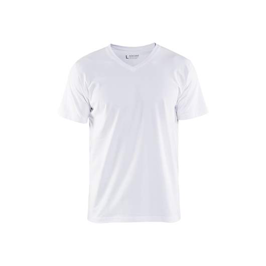 BLAKLADER T-Shirt V-Kragen Weiss